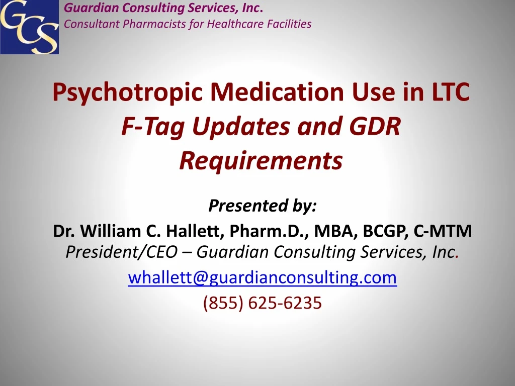 psychotropic medication use in ltc f tag updates and gdr requirements