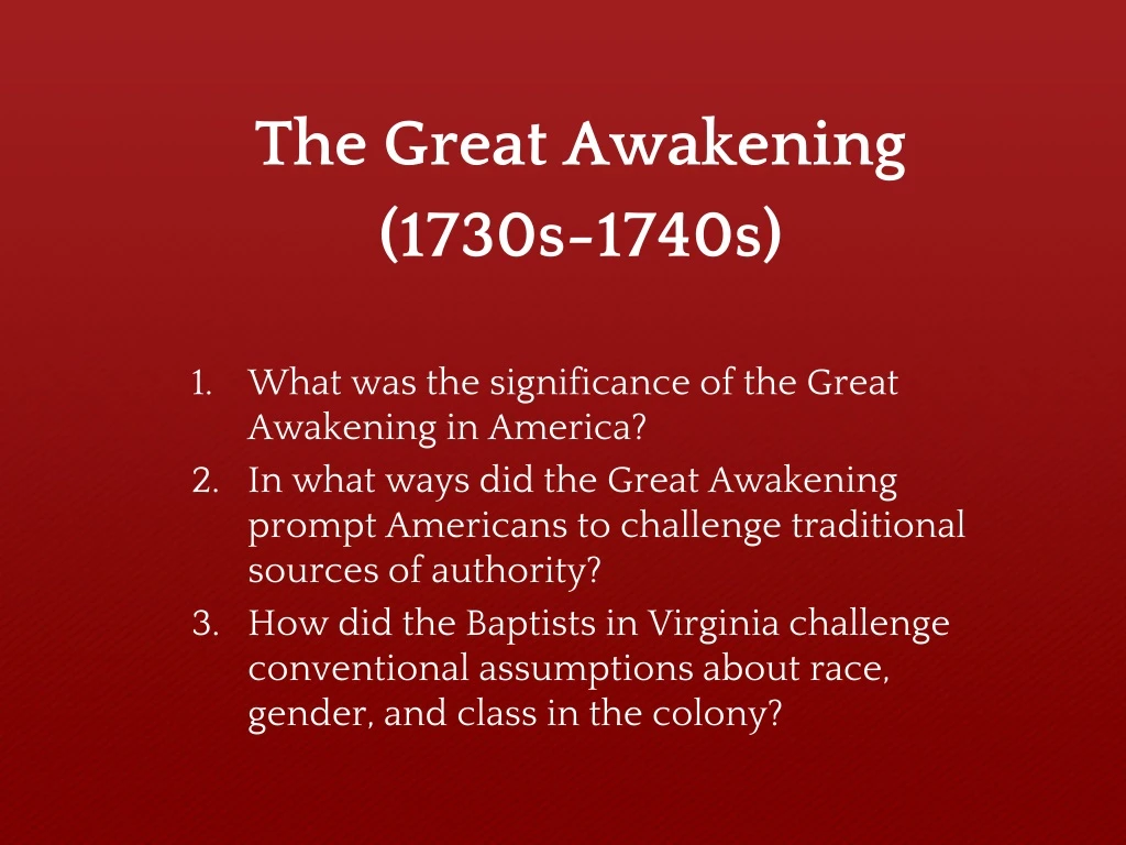 the great awakening 1730s 1740s