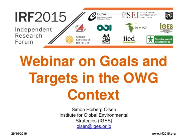 Webinar on Goals and Targets in the OWG Context