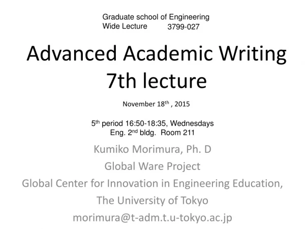 Advanced Academic Writing 7th lecture