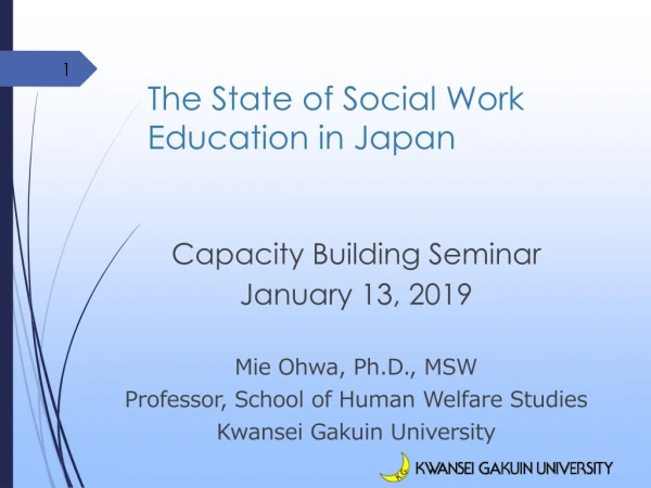 Capacity Building Seminar January 13, 2019 Mie Ohwa, Ph.D., MSW