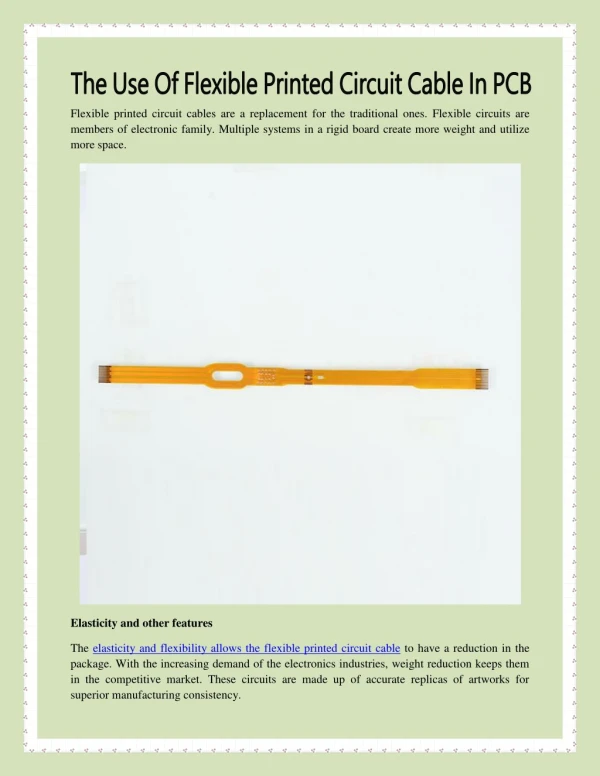 flexible printed circuit cables are a replacement