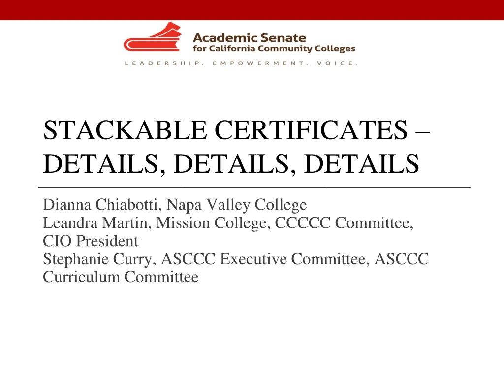 stackable certificates details details details