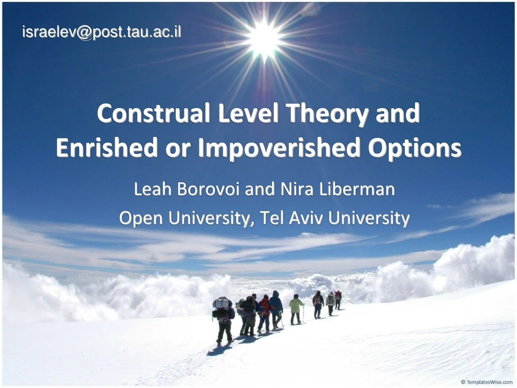 construal level theory and enrished or impoverished options