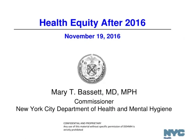 Health Equity After 2016 November 19, 2016