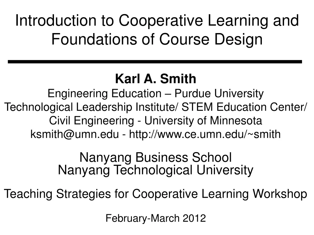 introduction to cooperative learning and foundations of course design