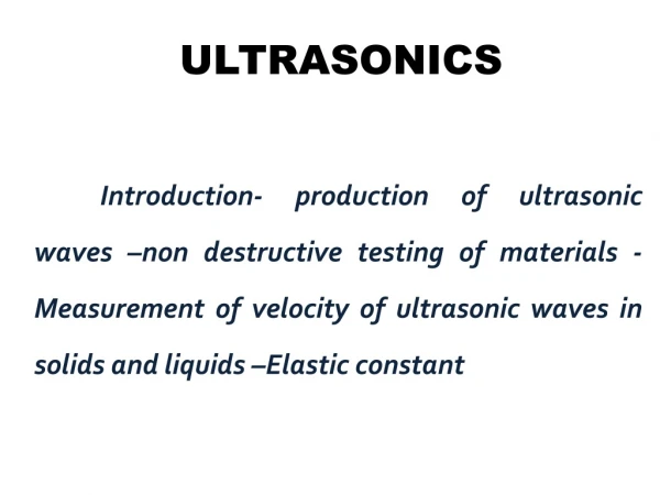 ULTRASONICS