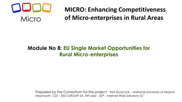 Module No 8: EU Single Market Opportunities for Rural Micro-enterprises