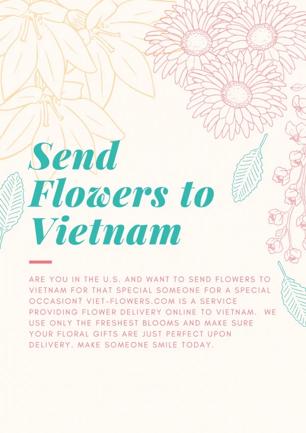 Send flowers to vietnam via Viet-flowers.com