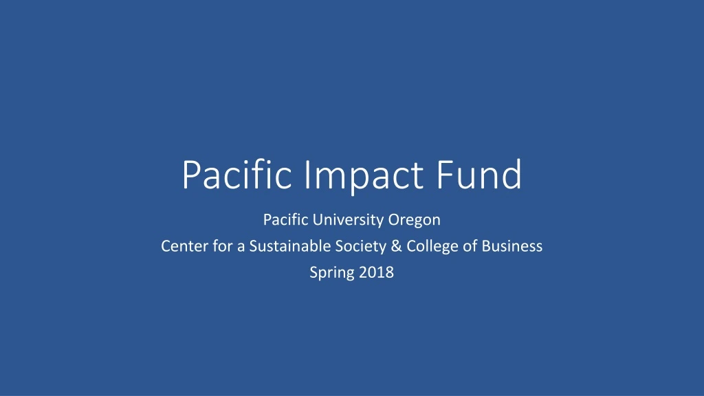 pacific impact fund