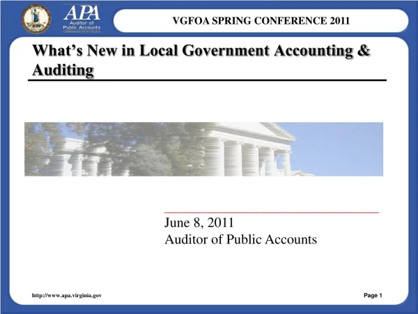 What’s New in Local Government Accounting &amp; Auditing
