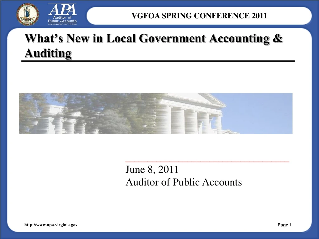 what s new in local government accounting auditing