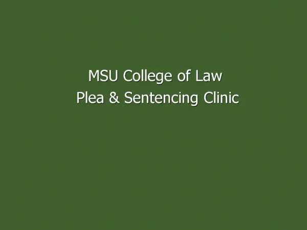 MSU College of Law Plea Sentencing Clinic
