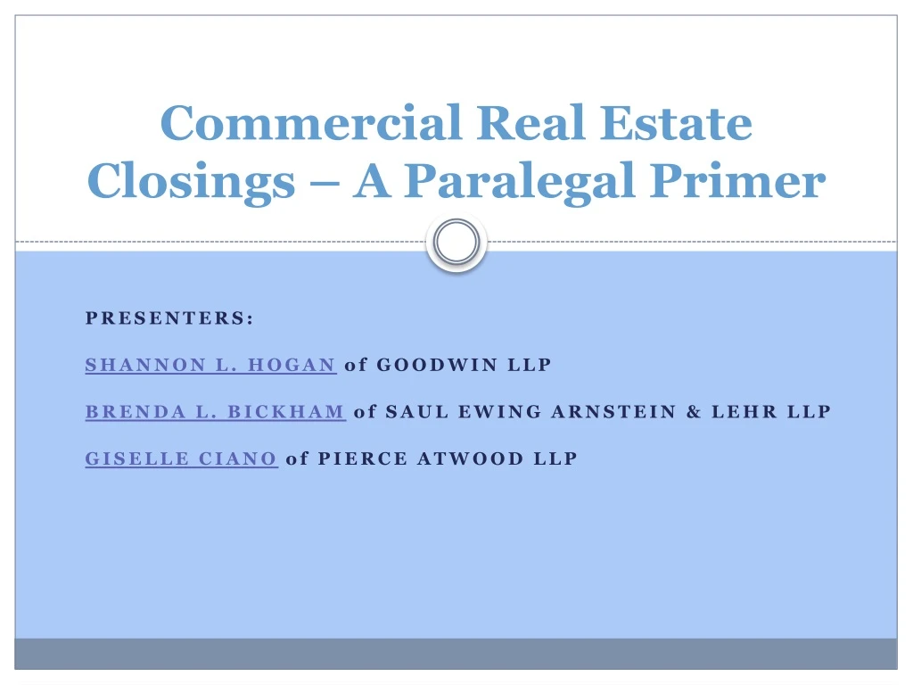 commercial real estate closings a paralegal primer