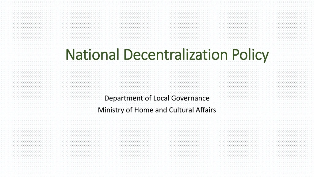 national decentralization policy