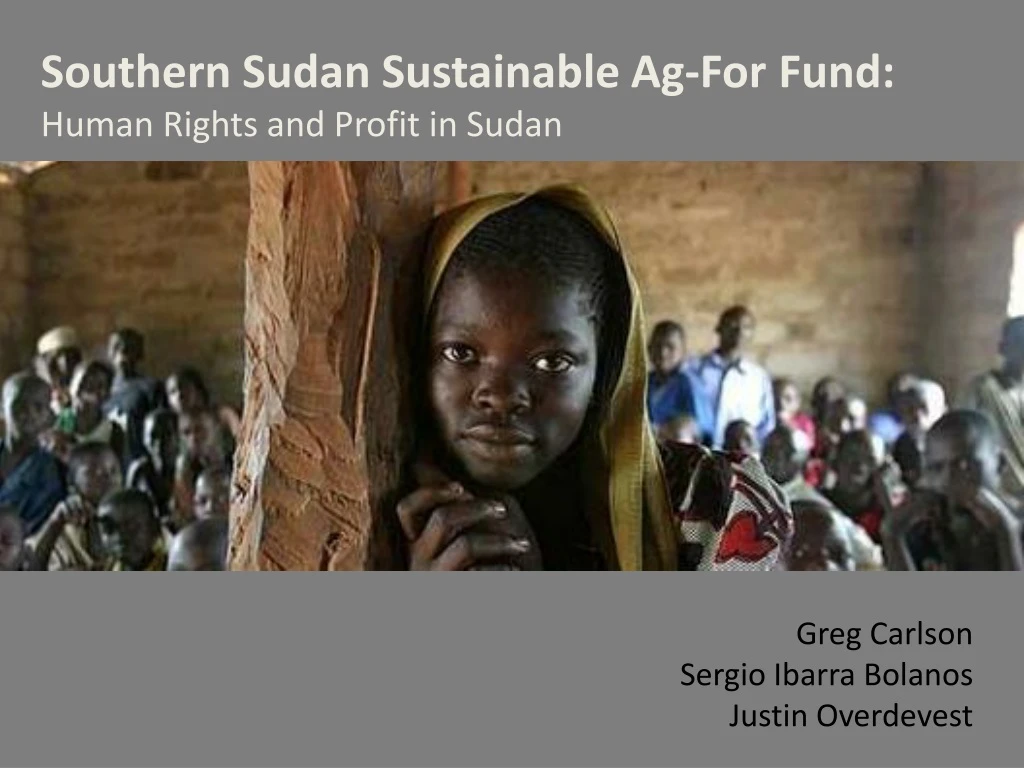 southern sudan sustainable ag for fund human
