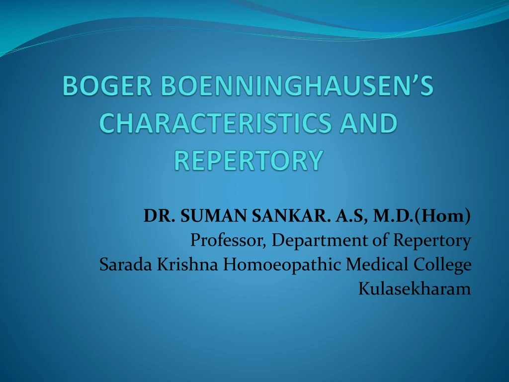 boger boenninghausen s characteristics and repertory