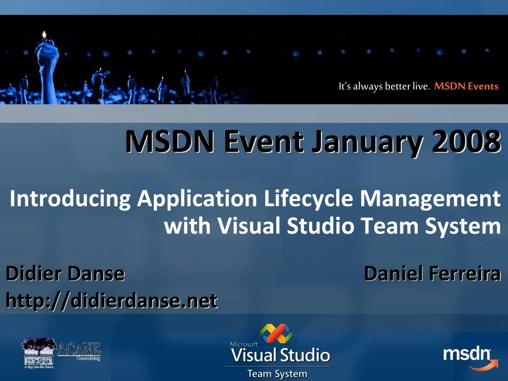 msdn event january 2008 introducing application lifecycle management with visual studio team system