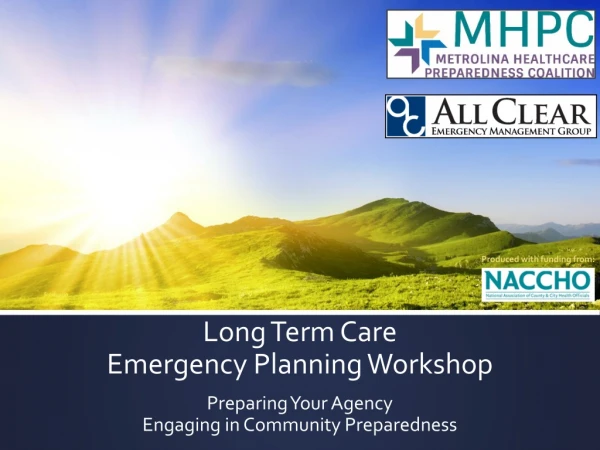 Long Term Care Emergency Planning Workshop