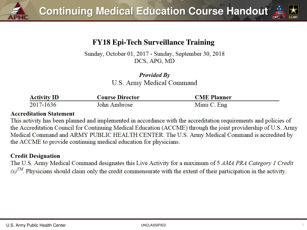 continuing medical education course handout