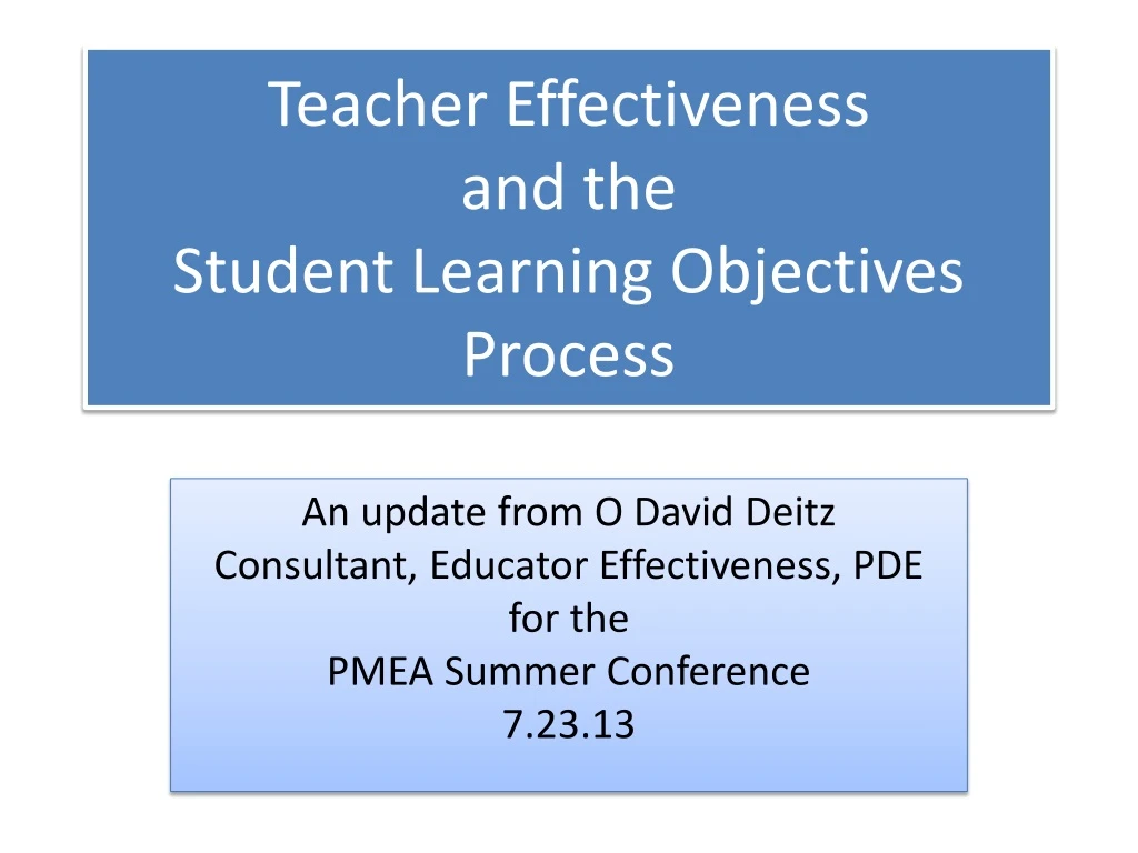 teacher effectiveness and the student learning