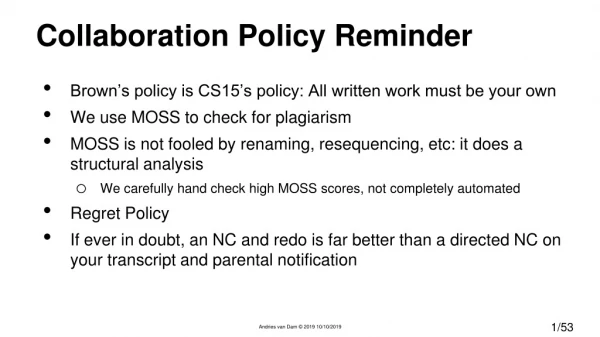 Collaboration Policy Reminder