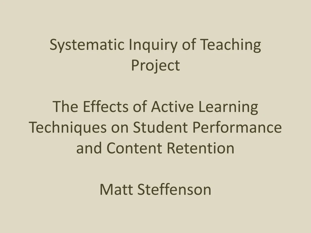 systematic inquiry of teaching project