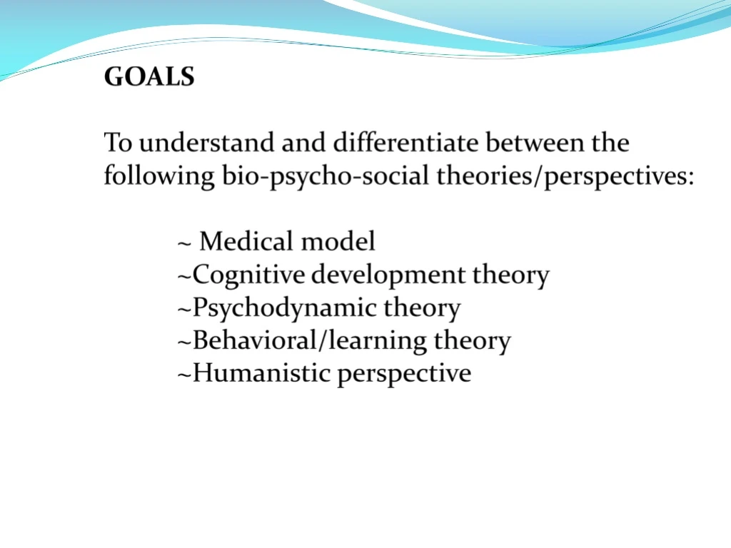 goals to understand and differentiate between