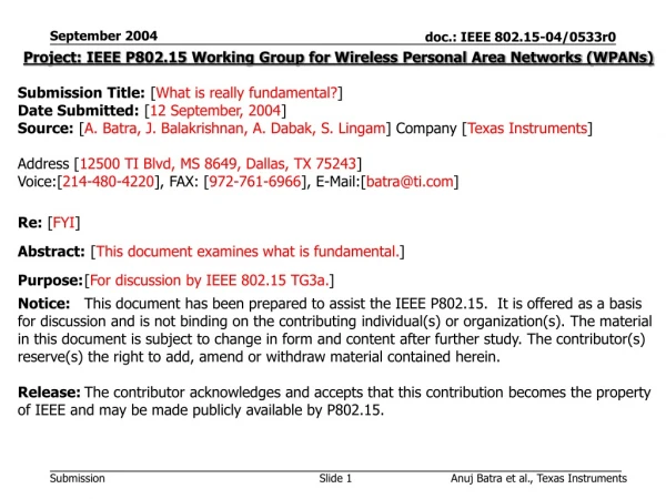 Project: IEEE P802.15 Working Group for Wireless Personal Area Networks (WPANs)