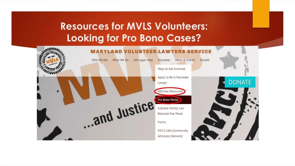 resources for mvls volunteers looking for pro bono cases