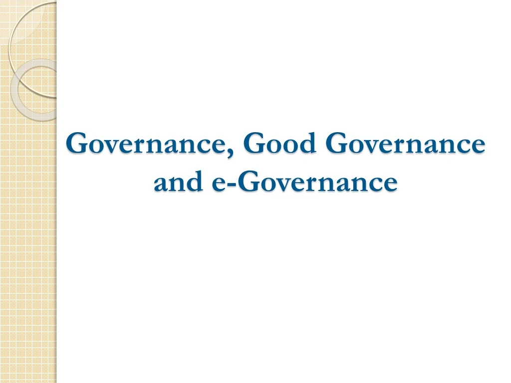 governance good governance and e governance