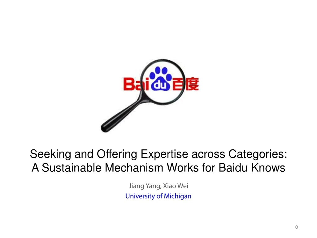 seeking and offering expertise across categories a sustainable mechanism works for baidu knows