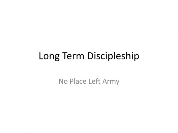 Long Term Discipleship