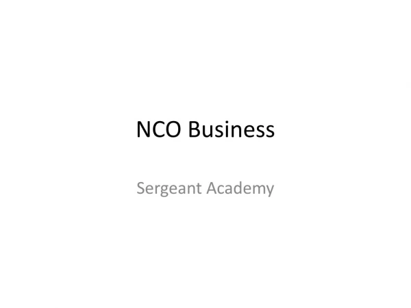 NCO Business