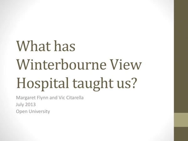 What has Winterbourne View Hospital taught us?