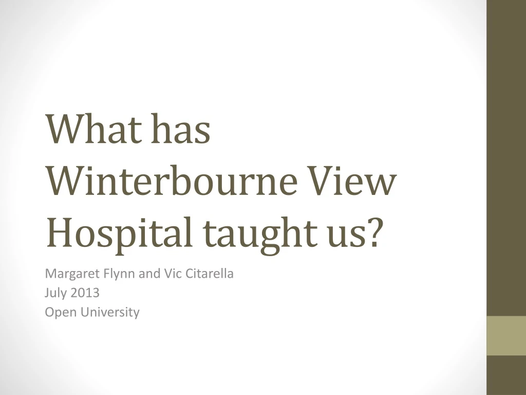 what has winterbourne view hospital taught us