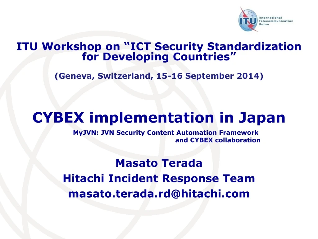 itu workshop on ict security standardization
