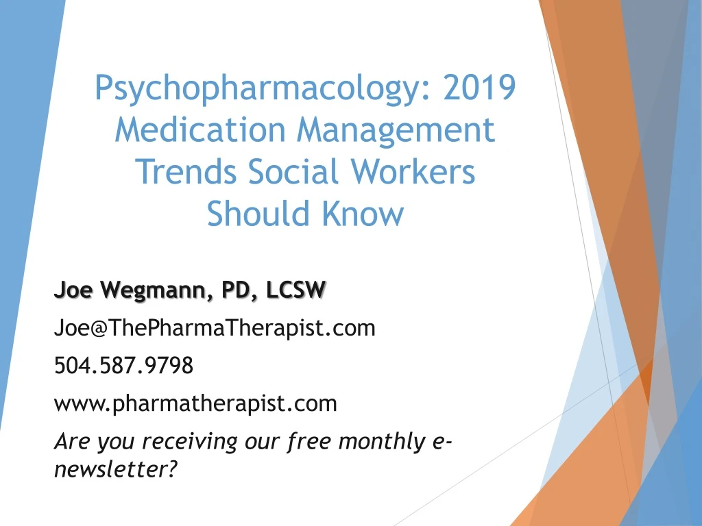 psychopharmacology 2019 medication management trends social workers should know
