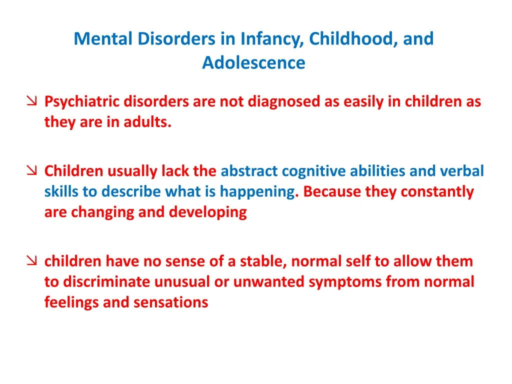 mental disorders in infancy childhood and adolescence