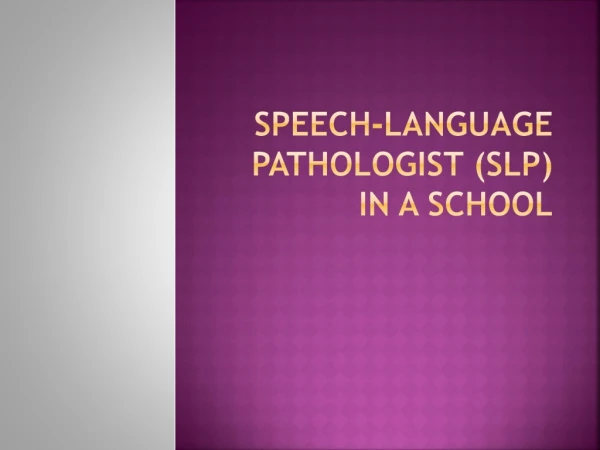 Speech-Language Pathologist (SLP) in a school