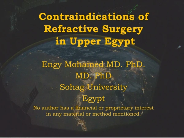 Contraindications of Refractive Surgery in Upper Egypt