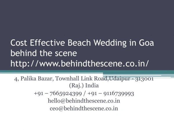 Cost Effective Beach Wedding in Goa behind the scene behindthescene.co/