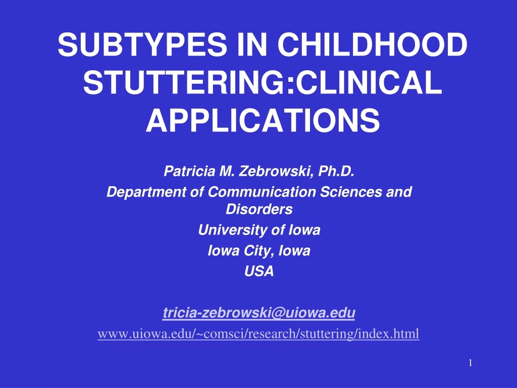 subtypes in childhood stuttering clinical applications