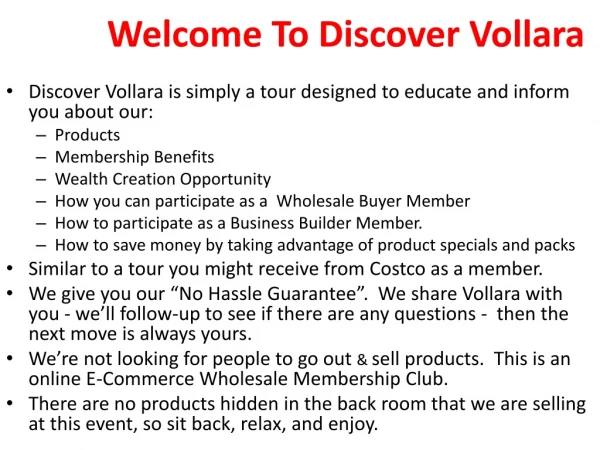 Welcome To Discover Vollara