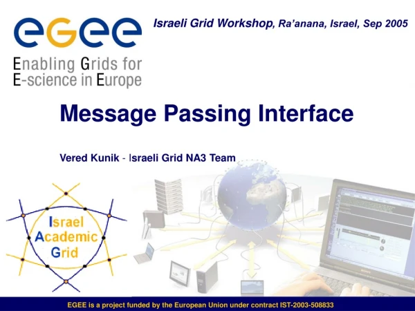Message Passing Interface Vered Kunik - I sraeli Grid NA3 Team