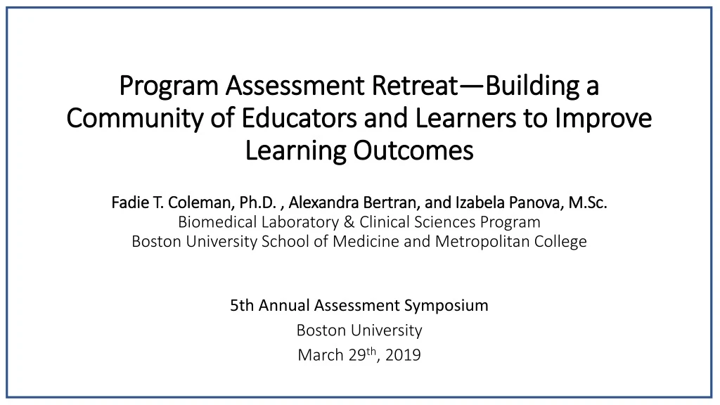 5th annual assessment symposium boston university march 29 th 2019