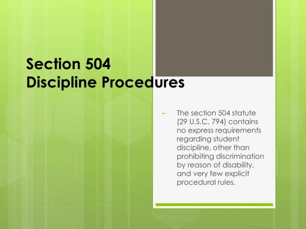 Section 504 Discipline Procedures