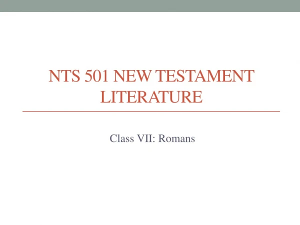 NTS 501 new testament literature