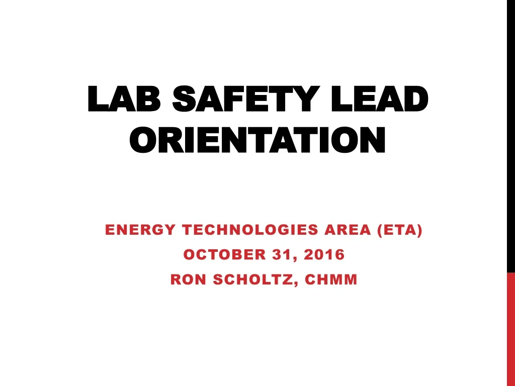 lab safety lead orientation