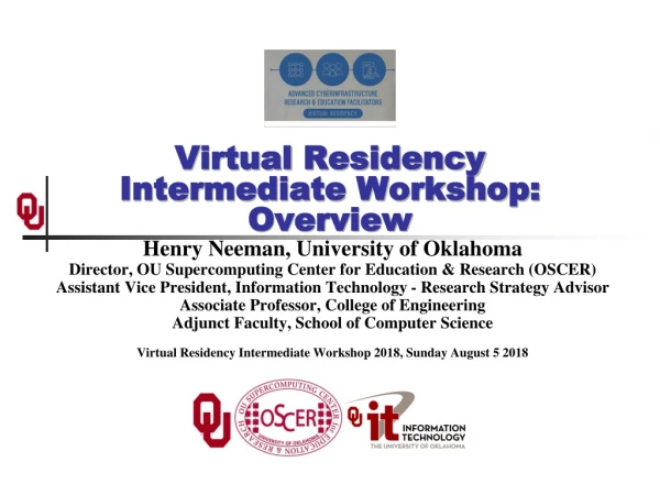 Virtual Residency Intermediate Workshop: Overview